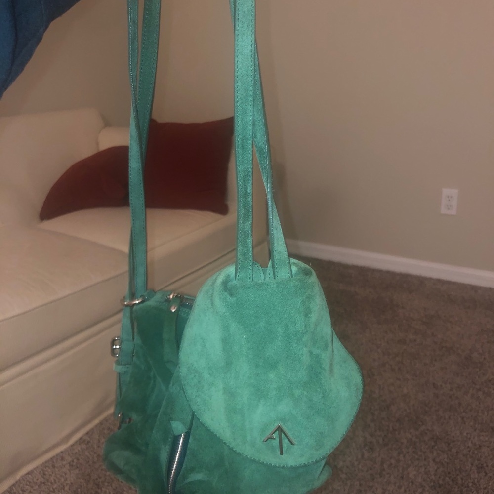 Manu Atelier Green Suede Bag